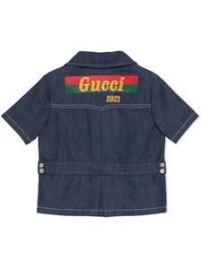 Gucci Kids Spijkerjack met logoprint - Blauw
