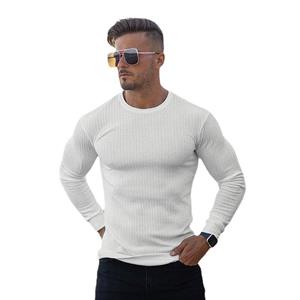 Muscleguys American Casual Men's Oversized Long Sleeve Tight Solid Color Autumn and Winter Pullover Top