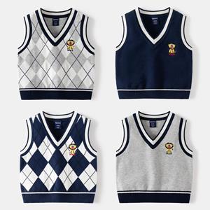 KIDSW Kids' Sweater Fall/Winter 2023 Boys' V-neck Sleeveless Sweater