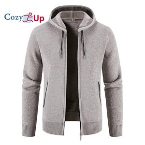 Cozy Up New Men Sweater Hooded Fleece Warm Knitted Solid Color Casual and Comfortable