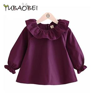 YUBAOBEI Girls T-Shirt Spring Fashion Baby Girl Loose Shirt Cute Long Sleeve Ruffled Tops Children's Clothes