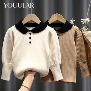YOUULAR Sweater Girl Solid Color Turtleneck For Girl Spring Autumn Children's Knitwear Toddler Children's Cold Clothing