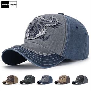 Northwood Washed Cotton Baseball Cap for Men Women Bull Embroidered Kpop Dad Hat Trucker Cap