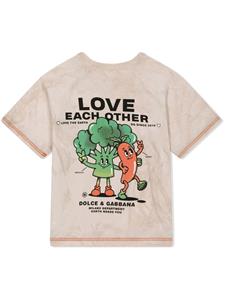 Dolce & Gabbana Kids T-shirt met grafische print - Beige