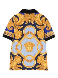 Versace Kids Poloshirt met barokprint - Blauw