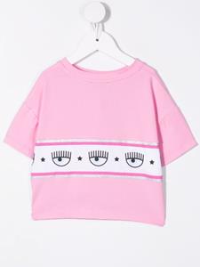 Chiara Ferragni Kids T-shirt met logostreep - Roze