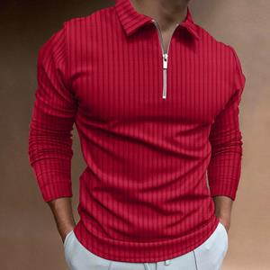 Haojun 2022 Spring and Autumn New Men's Long Sleeve Polo Shirt, Solid Simple Men's Zip Polo Shirt.