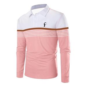 Haodingfushi 2023 Lente Herfst Nieuwe Mannen Mode Mesh Kleding Lange Mouw Polo Shirt, Mannen Print Slim Fit Revers Spell Kleur Polo Shirt.