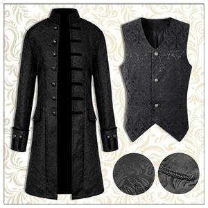 Sorry New Fashion Men's Jacket Steampunk Retro Trench Coat/Vest Gothic Victorian Dress Uniform Medieval Windbreaker Coat/Vest Opera Costume