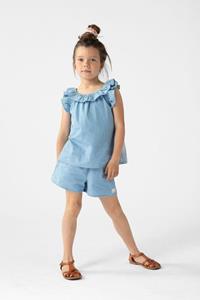 Sissy-Boy Blauwe Denim Top Met Ruffles