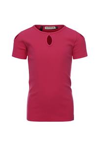 Looxs Revolution Fluo pink rib t-shirt keyholes voor meisjes in de kleur