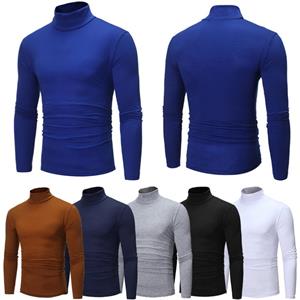IEFiEL Men's Turtleneck Slim Fit Long Sleeve Jumper Casual High Collar Pullover Tops Basic Turtlenecks Slim Fit T-Shirts