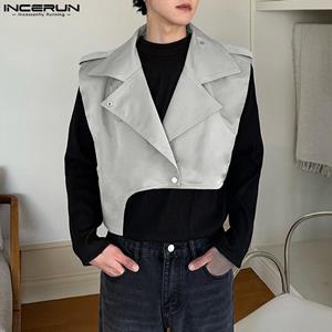 INCERUN Men Spring Sleeveless Solid Color Tops Waistcoats