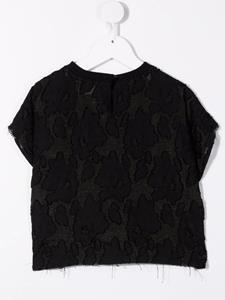 Andorine T-shirt met bloemenkant - Zwart