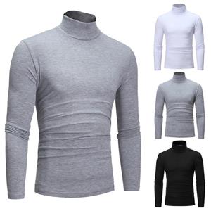 VVGUOWEI Men Autumn Pullovers Long Sleeve Turtleneck T-Shirts Solid Basic Winter Fashion Top