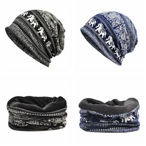 Selfyi Beanies Cap Scarf Lady Elephant Paisley Printed Cotton Casual Sunshade Breathable Stretch Sun Hat