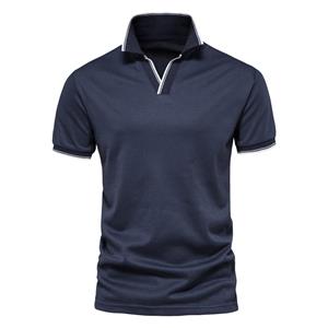 AIOPESON Men Fashion AIOPESON 2022 Spring Summer V Neck Polo Shirts for Men Solid Color Short Sleeve Classic Mens Polos Social Business Men's Shirts