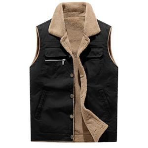 Menswear Jacket Mall Vest Jacket Men Turn Down Collar Fur Lined Warm Autumn Winter Vests Coats Casual Streetwear Sleeveless Jackets