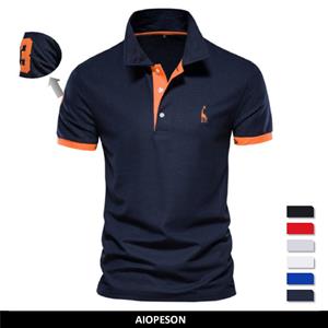 AIOPESON Men Fashion AIOPESON Embroidery 35% Cotton Polo Shirts for Men Casual Solid Color Slim Fit Mens Polos New Summer Fashion Brand Men Clothing