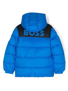 BOSS Kidswear Donsjack met logoprint - Blauw