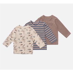 HUSTCLAIRE Hust & Claire T-Shirt Lange Mouw 3-Pack Albert Deer Brown Melange