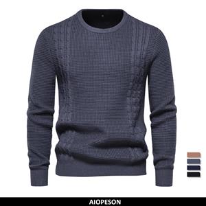 AIOPESON Men Fashion 2023 New Warm Men's Pullovers Sweater for Fall and Winter with Solid Color and Soft Material Casual Classic Sweater Men