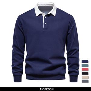 AIOPESON Men Fashion 2023 Nieuwe herfst mode design polo hals sweatshirts voor mannen casual en sociale kleding kwaliteit katoen heren sweatshirts