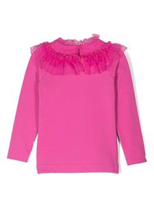 Monnalisa T-shirt met ruchekraag - Roze
