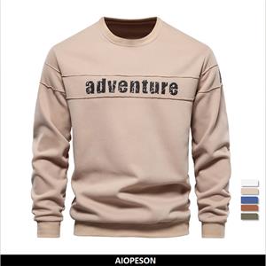 AIOPESON Men Fashion AIOPESON High Quality Smooth Patchwork Printed Sweatshirts for Men Fashion Youth O-neck Sportwear Tops Mens Sweatshirt