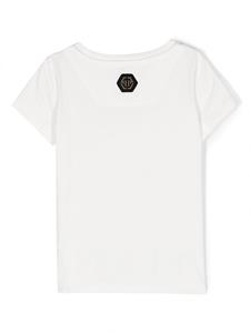 Philipp Plein Junior T-shirt verfraaid met kristallen - Wit