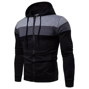 Limuyang Men's zippered hoodie winter plush insulation sweater patchwork casual cardigan jacket sweatshirt
