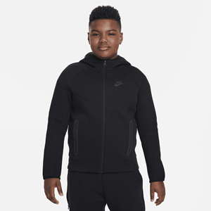 Nike Sportswear Tech Fleece Hoodie met rits over de hele lengte voor jongens (ruimere maten) - Zwart