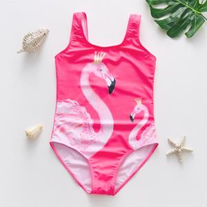 SWIMIFY 3-10T Girls One Piece Swimsuit Flamingo Printed Summer Bathing Suit Children Girls Swimwear