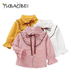 YUBAOBEI Girls Blouse Korean Striped Baby Lapel Jersey Small And Medium-sized Children's Long-sleeved Shirt