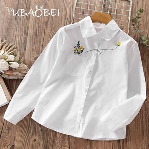 YUBAOBEI Teenagers School Shirt for Girl Blouse Cotton Tops Long Sleeve Lace Kids Clothes Spring Autumn Baby Children Clothing 6 7 10 14Y
