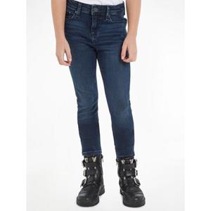 Tommy Hilfiger Straight-Jeans SCANTON Y DARK BLUE mit Leder-Brandlabel am hinteren Bundabschluss
