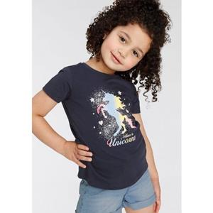 KIDSWORLD T-shirt Believe in Unicorns met glitterprint