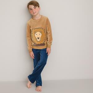 LA REDOUTE COLLECTIONS Pyjama in fluweel, leeuw motief
