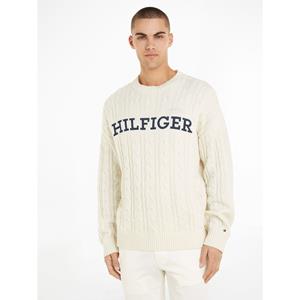 Tommy Hilfiger Monotype Cable-Knit Wool-Blend Jumper - L