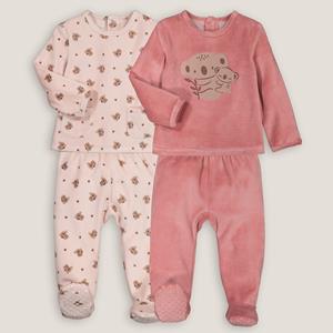 LA REDOUTE COLLECTIONS Set van 2 pyjama's in fluweel, 2-delig, koala motief