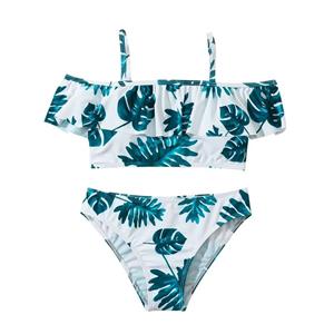 Selfyi Kids Girls Floral Swimsuits Two-Pieces Ruffled Bathing Suits Padded Crop Top And Bikini Bottoms Swimwear Children Sunsuit Tankini Suit 8-12T