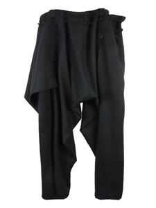 Yohji Yamamoto drop-crotch wool trousers - Zwart