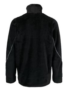 And Wander logo-embroidered fleece bomber jacket - Zwart