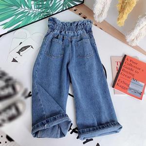 Selfyi Girls' Wide-leg Pants, Autumn Clothes, Baby Foreign Style Straight-leg Pants, Children's High-waist Jeans Trousers
