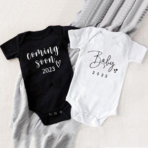 Jiangkao Baby aankondiging binnenkort 2023 pasgeboren baby bodysuits zomer jongens meisjes romper lichaam zwangerschap onthullen kleding