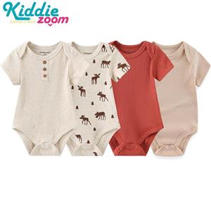 KIDDIEZOOM 4Pieces Cute Baby Bodysuit Short Sleeve Newborn Boy Costume Summer Infant Girl Overalls Kids Clothing