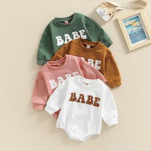 Onlyone1 Autumn Newborn Baby Bodysuits Clothes for Boys Girls Cotton Letter Print Long Sleeve Pullover Bodysuits Jumpsuits 0-18M