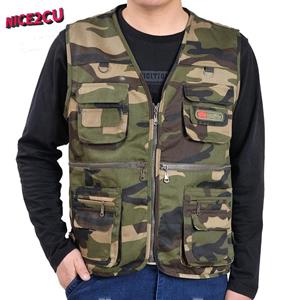 NICE2CU Harajuku Camouflage Vest Men's Camouflage Vest Multi-pocket Cropped Vest Autumn Casual Zipper Vest Club Style