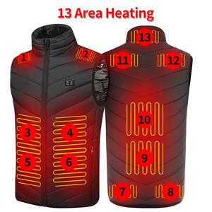 Anna Louise 13PCS Heated vest Heating Vest Jacket  Men Women Coat Infrared  USB Electric Heating Waistcoat  For Sports Hiking Winter Heated