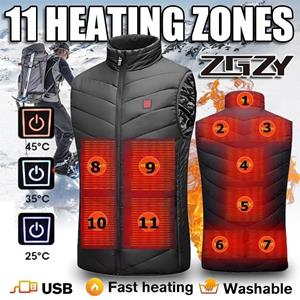 RC HOME Heating Areas Smart Heated Vest Jacket USB Men Winter Electrical Heated Sleevless Jacket Outdoor Fishing Hunting Waistcoat Hiking Vest